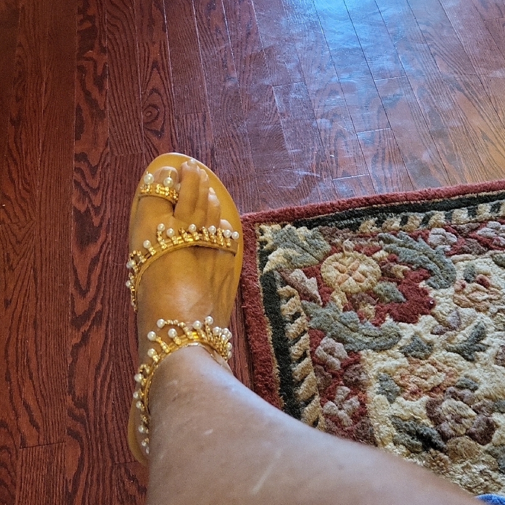 Gold Beaded Sandals